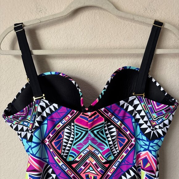 Swimsuits for All 14 Kaleidoscope Geometric Printed One Piece Swimsuit - Picture 7 of 14